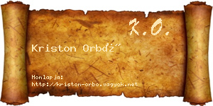 Kriston Orbó névjegykártya